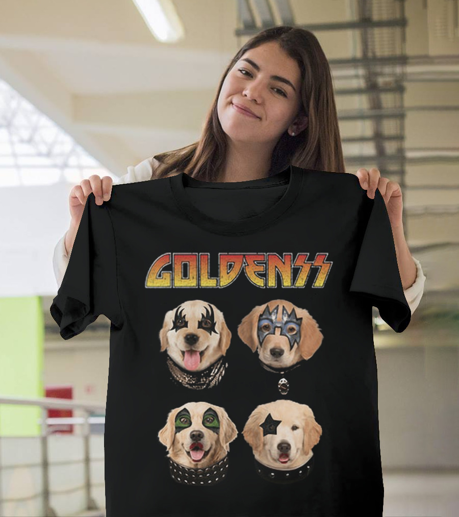GOLDENSS with Dogs in Iconic Rock Band Makeup Styles T-Shirt