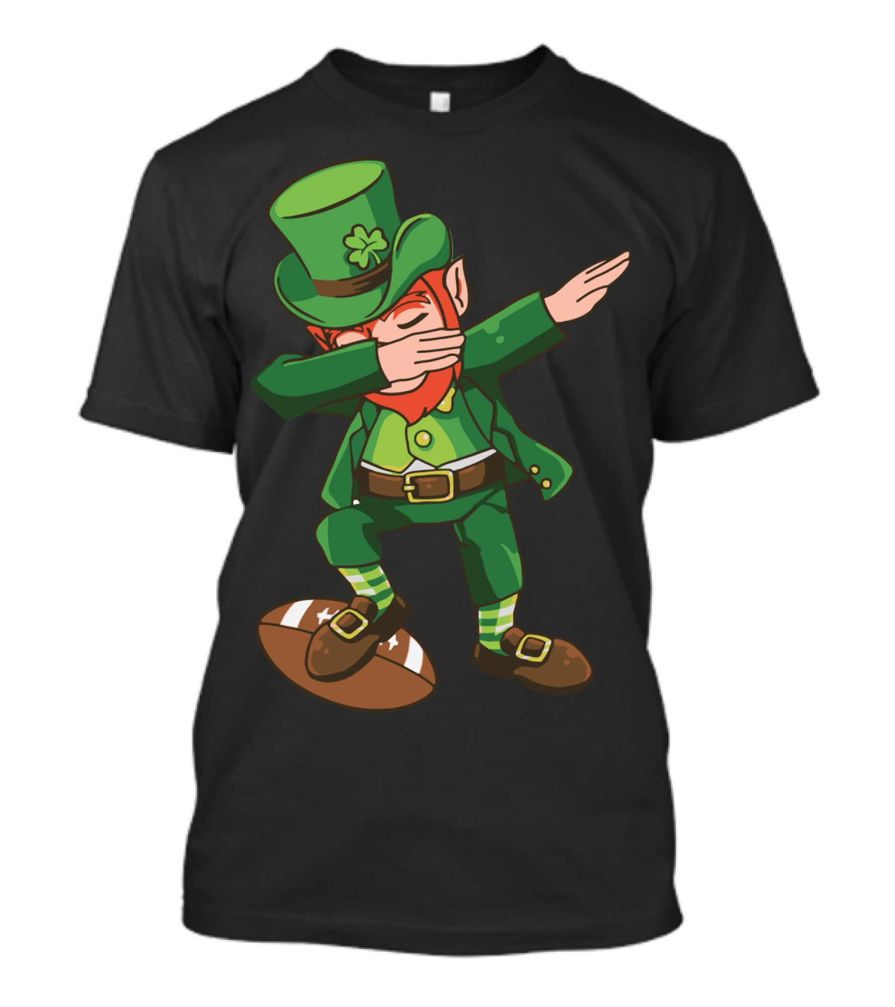 Leprechaun Dabbing On Football With Clover Hat T-Shirt