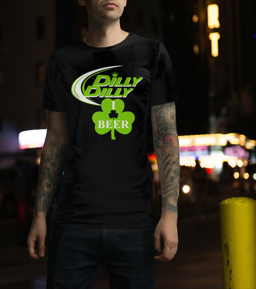 Dilly Dilly I Shamrock Beer Green Clover With Crown T-Shirt