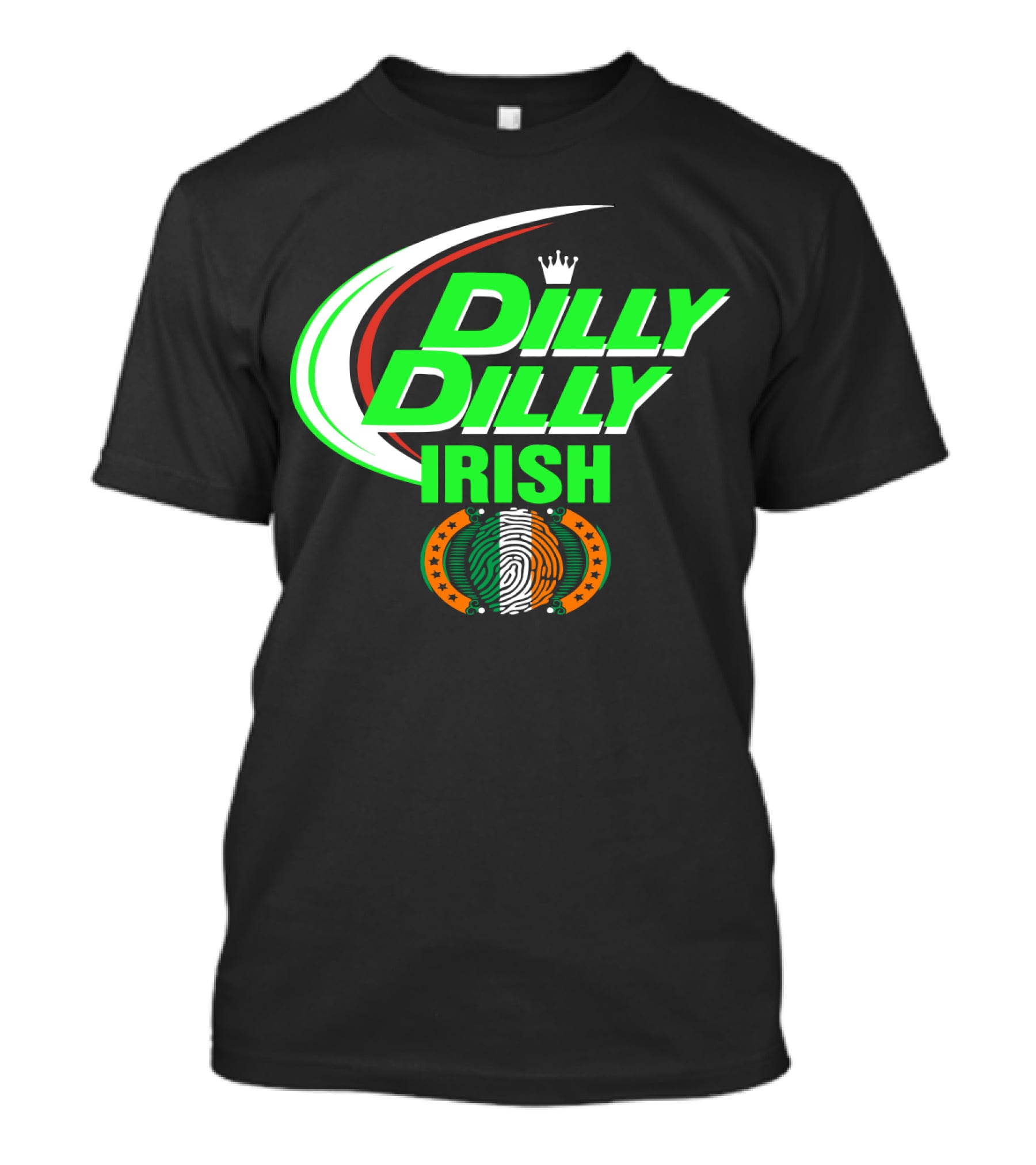 Dilly Dilly Irish St Patrick's Day With Irish Flag And Crown Motif T-Shirt