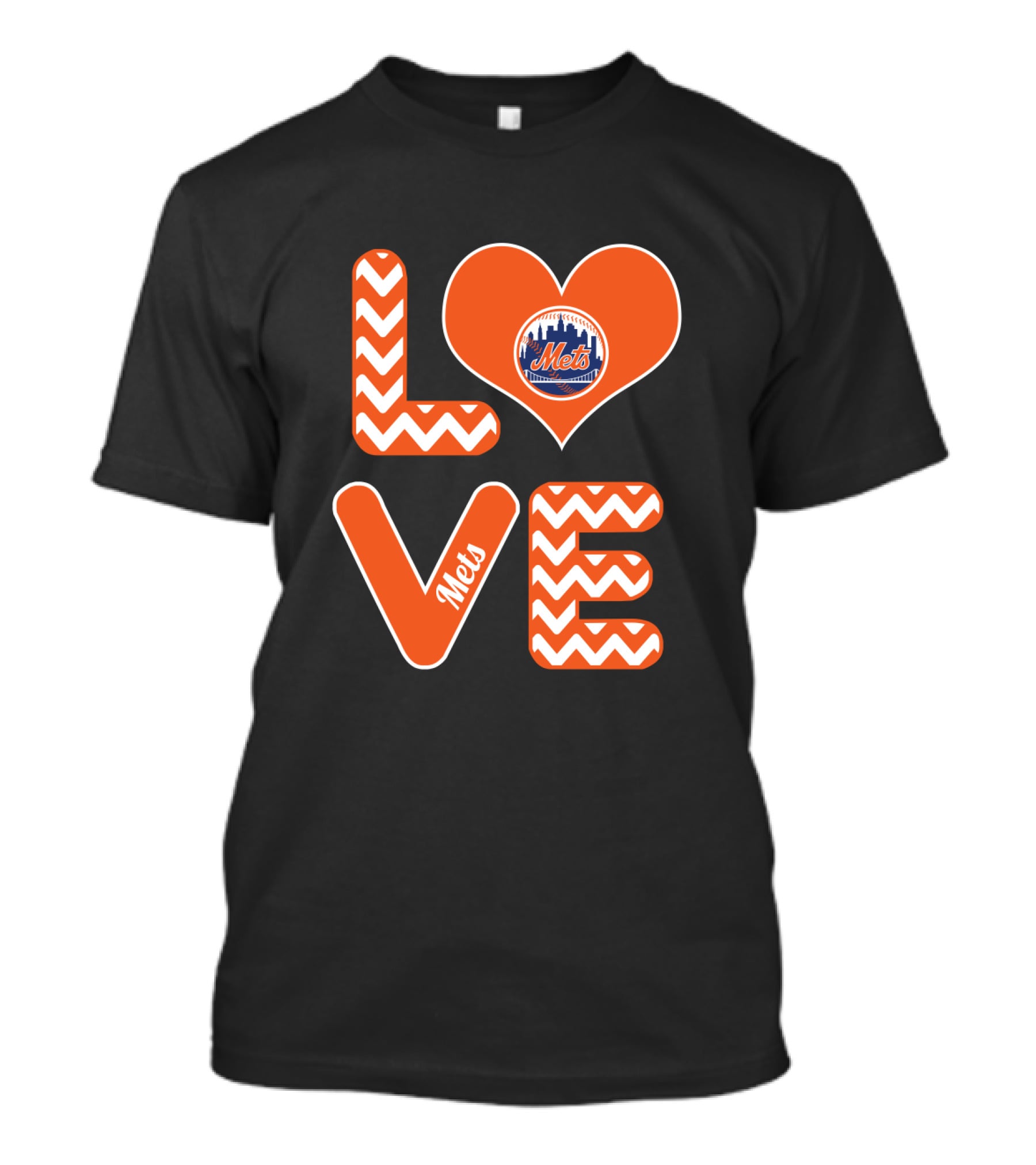 Love New York Mets Chevron Heart Logo Fans Baseball T-Shirt