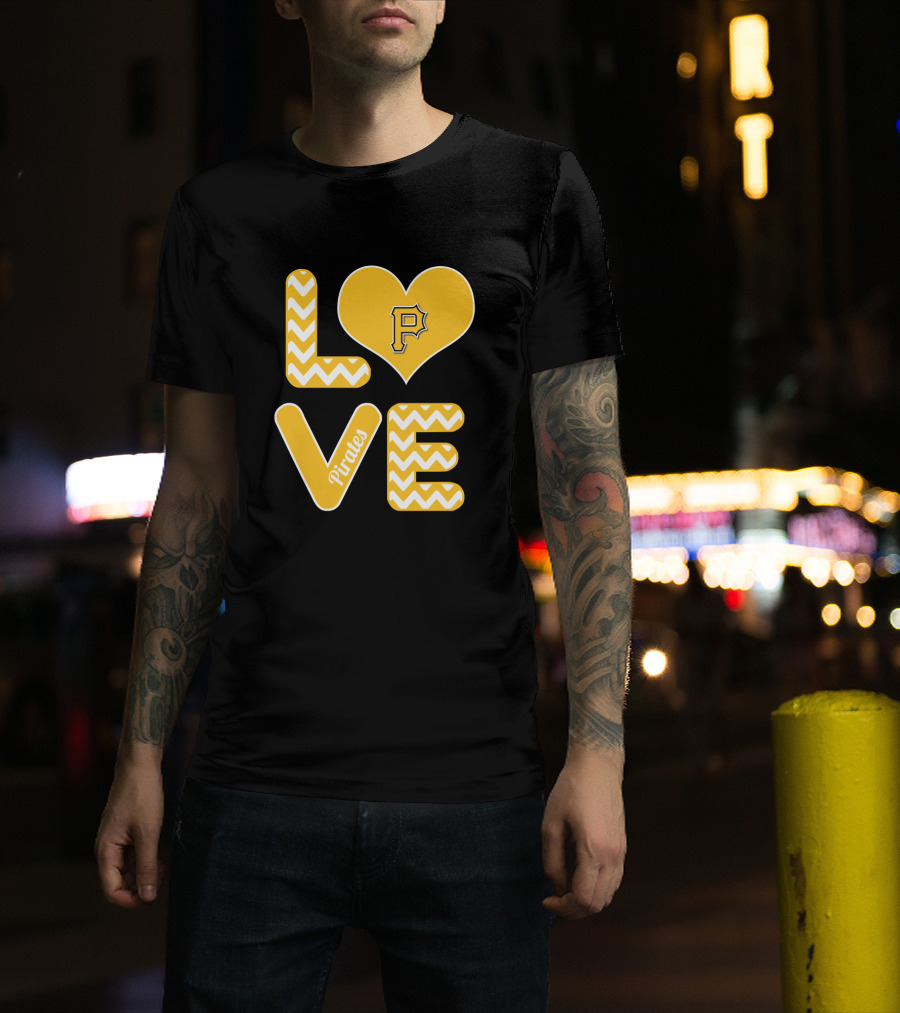 Love Pittsburgh Pirates Heart Design For Fans Baseball T-Shirt