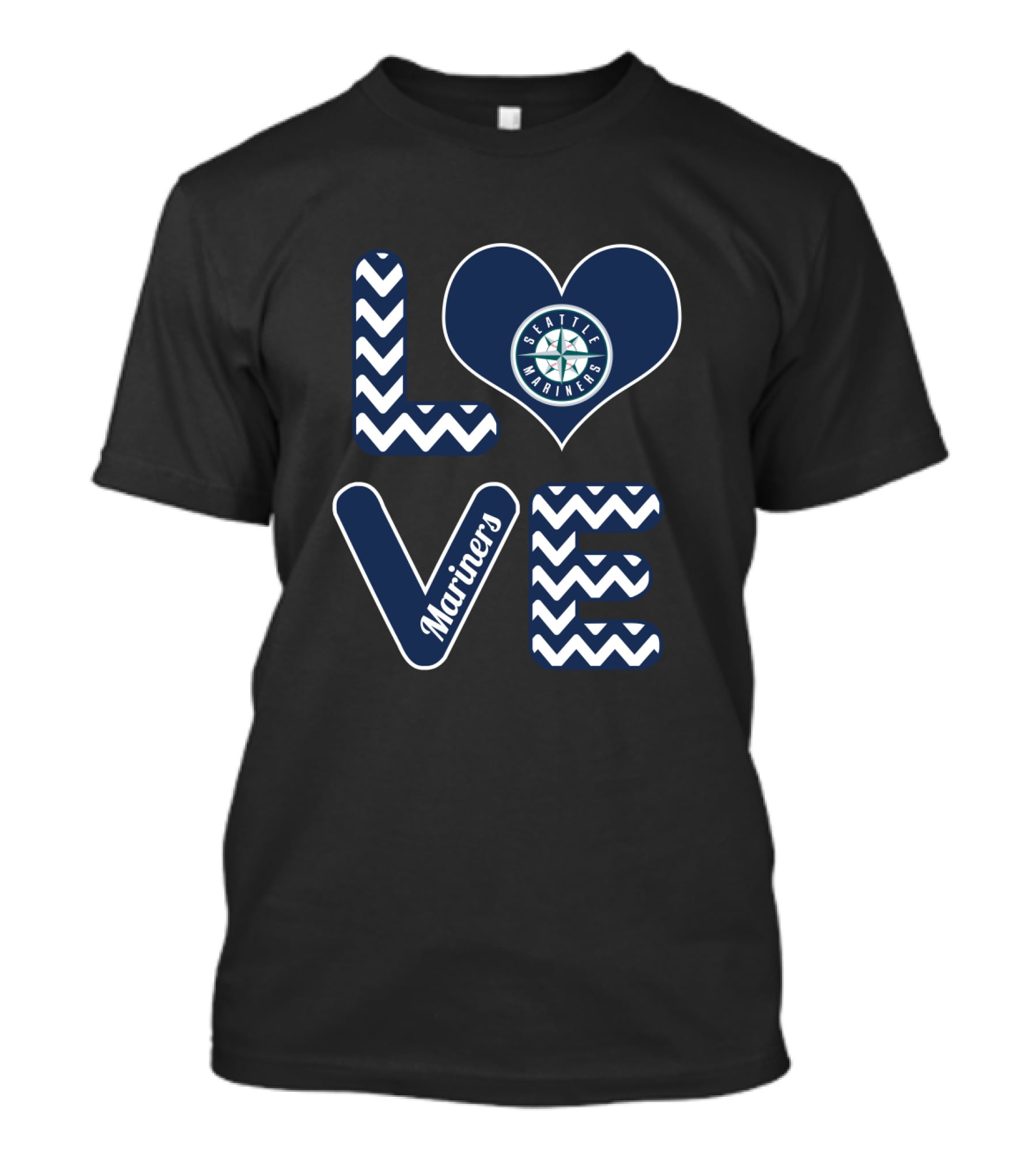 Love Seattle Mariners Fans Baseball Chevron Heart Mariners T-Shirt