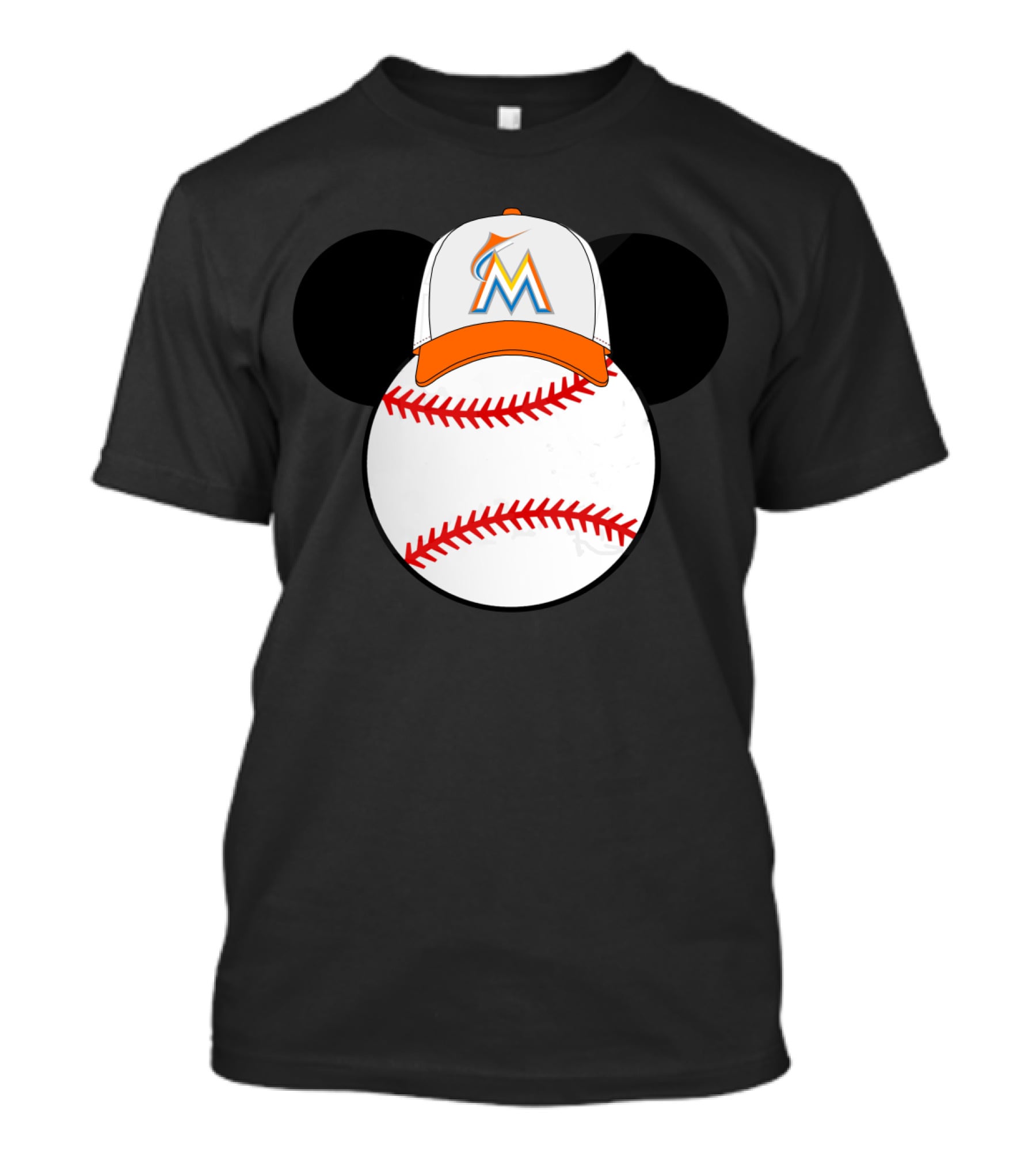 Miami Marlins Mickey Mouse Ears Baseball Hat Classic T-Shirt