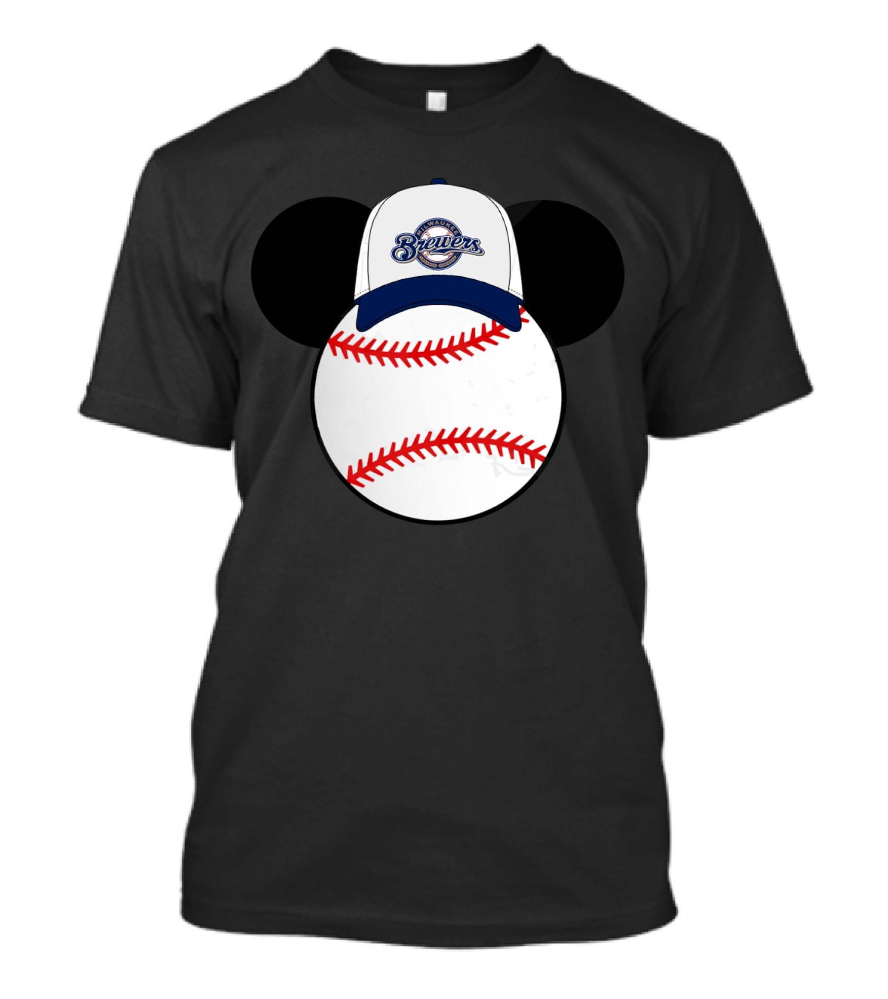 Milwaukee Brewers Mickey Mouse Ears Baseball Hat T-Shirt