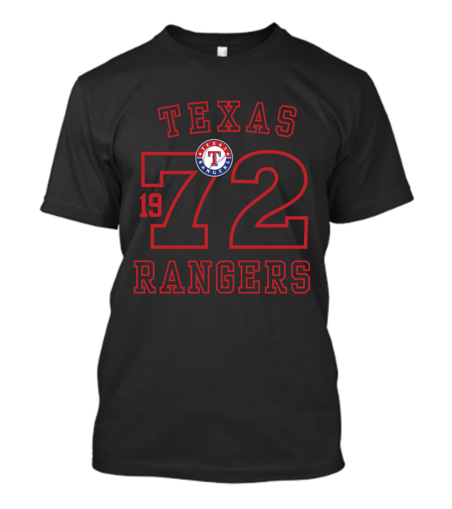 Texas Rangers 19 72 Vintage Logo Red Outline T-Shirt