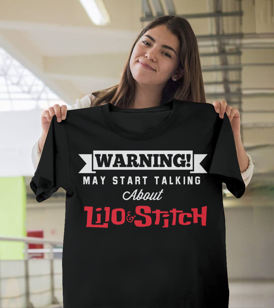 Warning Enthusiastically Discussing Lilo and Stitch Adventures T-Shirt