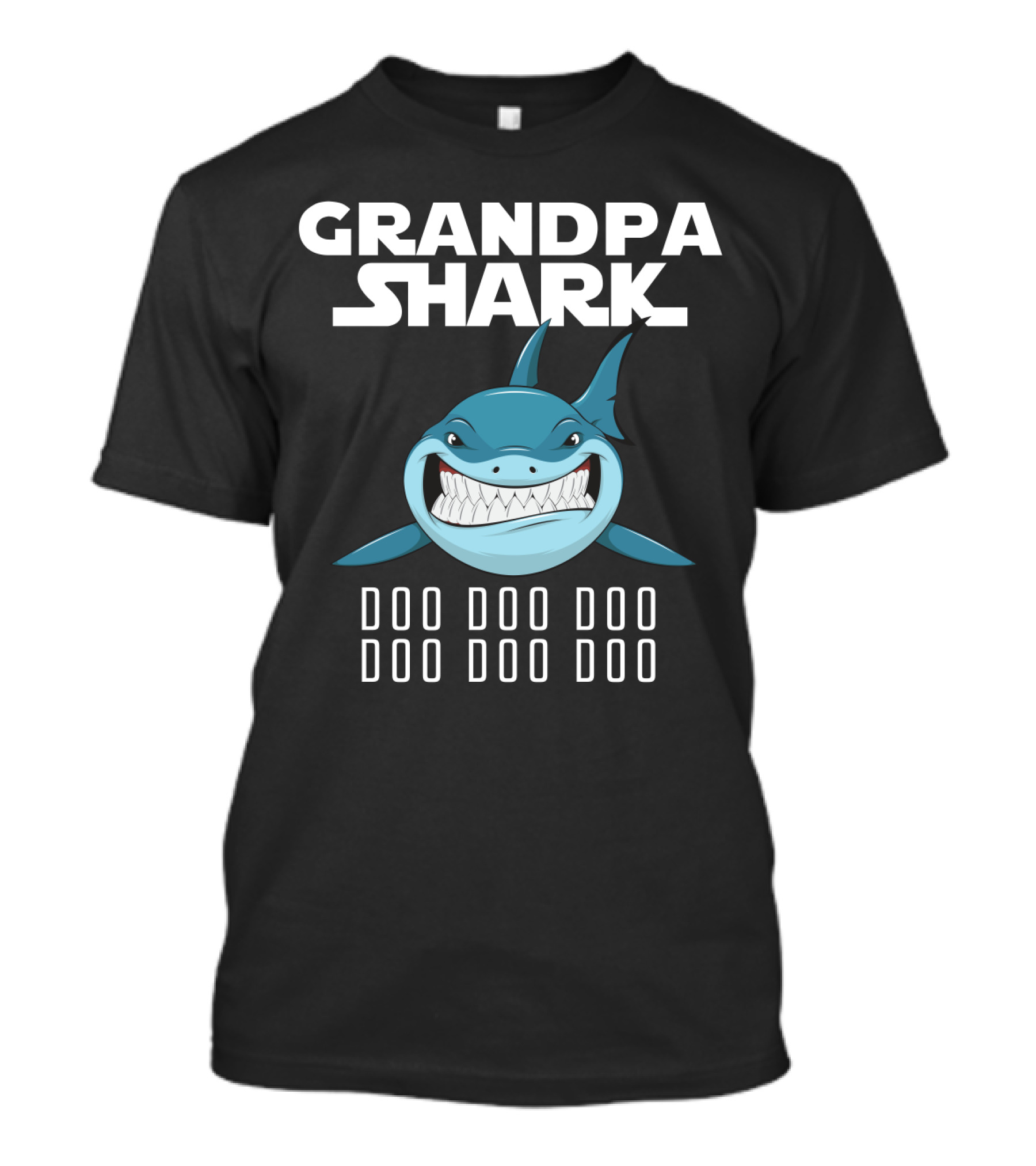 Grandpa Shark Doo Doo Doo Illustration With Smiling Shark T-Shirt