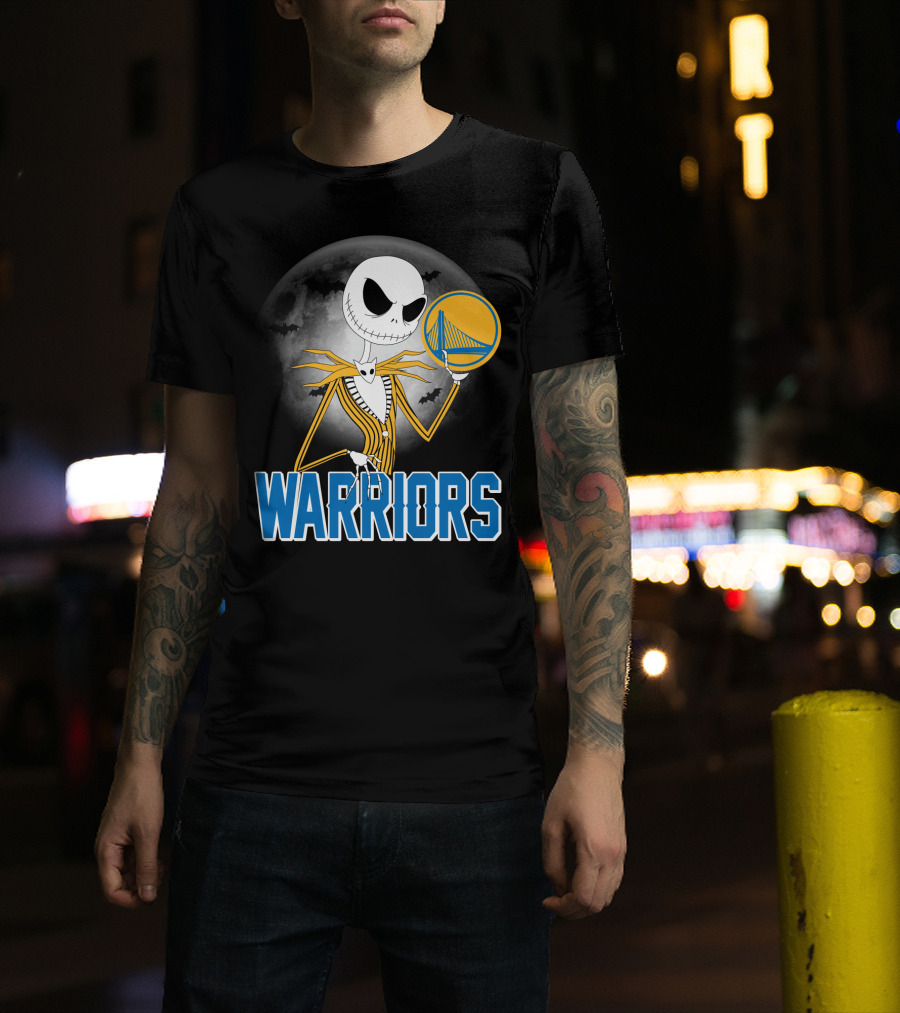 Jack Halloween Warriors Golden State Fan Basketball Moon Scene T-Shirt