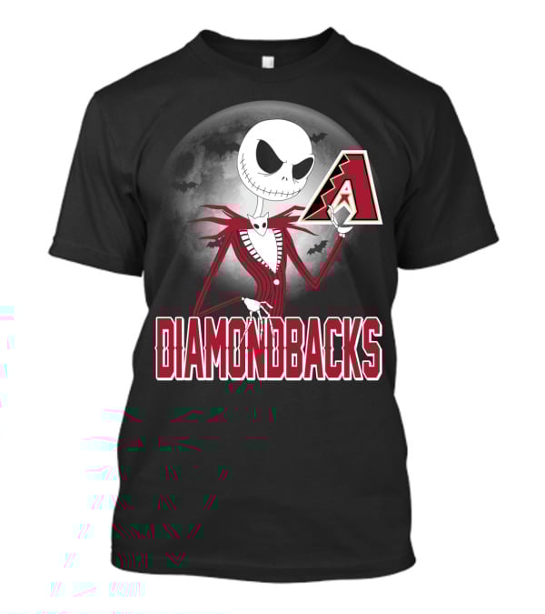Jack Skellington Halloween Arizona Diamondbacks Moon And Bats T-Shirt