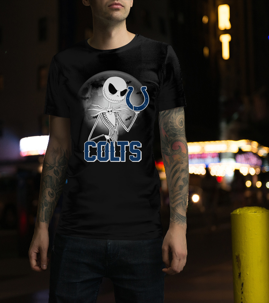 Jack Skellington Moon Halloween Indianapolis Colts T-Shirt