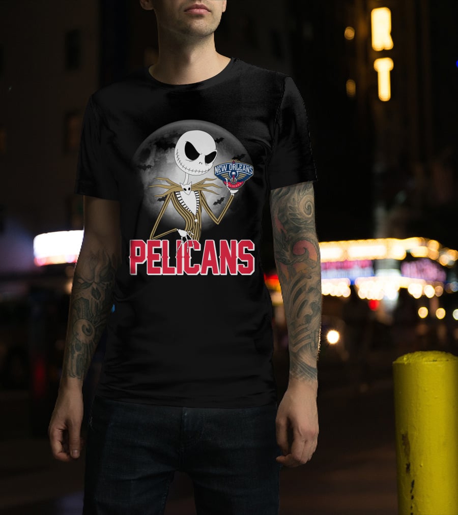 Jack Skellington Halloween New Orleans Pelicans Basketball T-Shirt