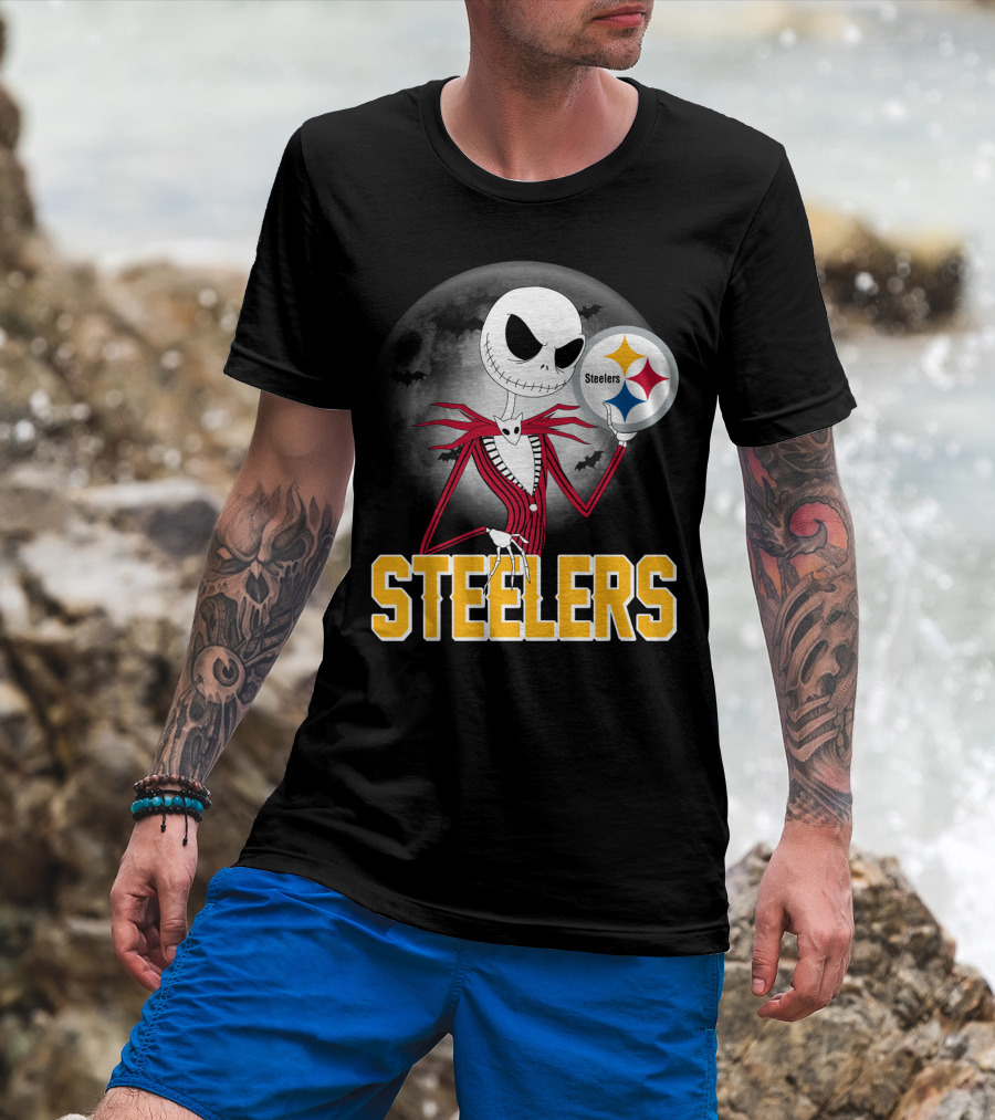 Jack Skellington Steelers Halloween Moon T-Shirt