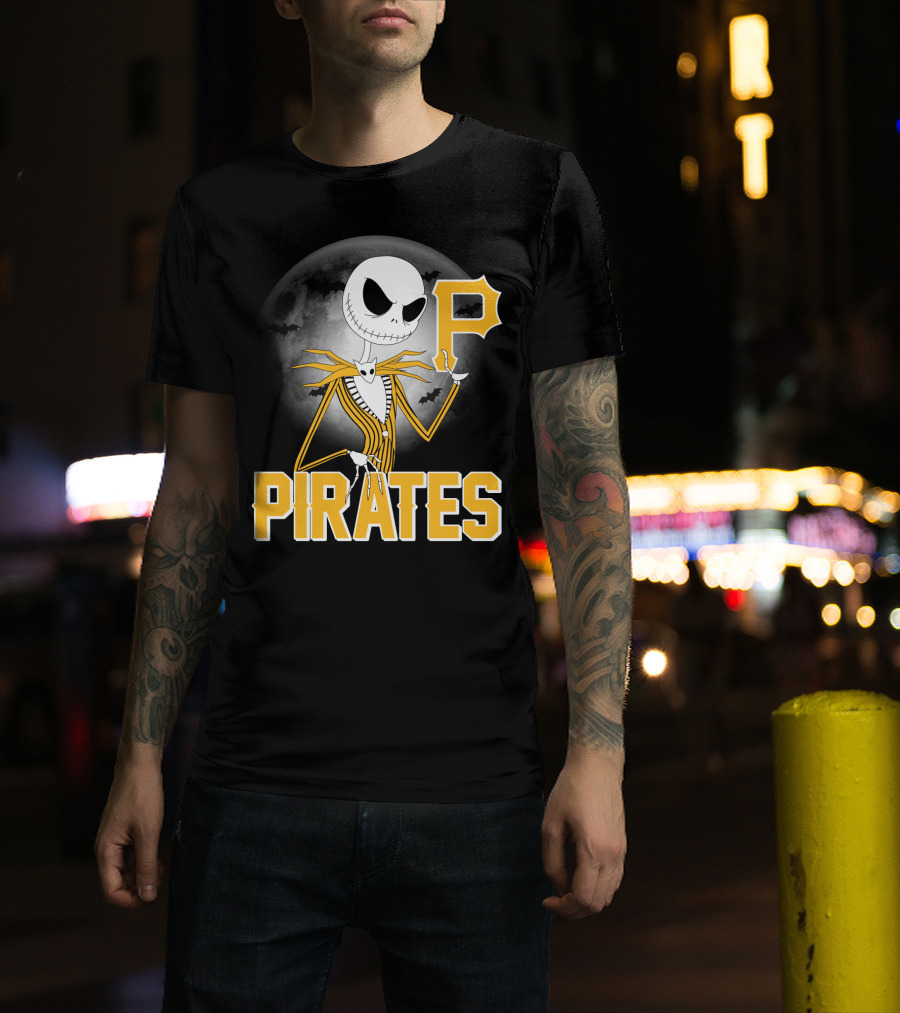 Jack Skellington Halloween Pittsburgh Pirates Spooky Night MLB Collaboration T-Shirt