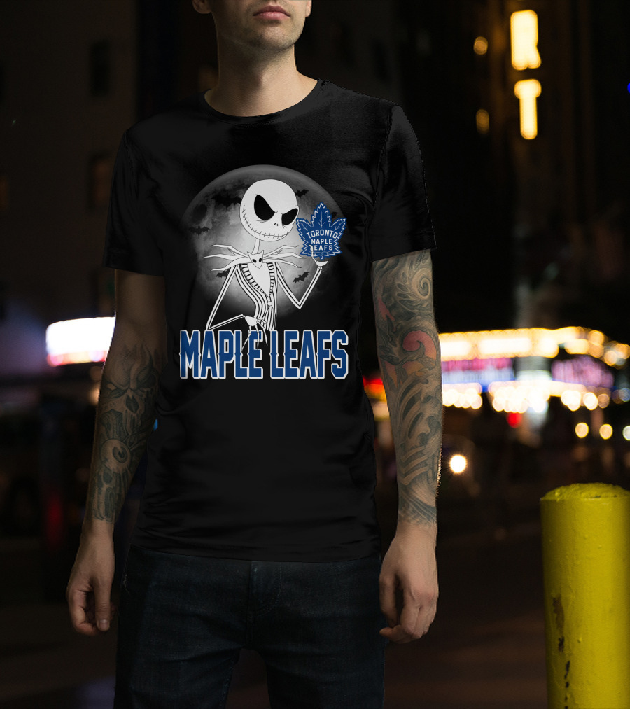 Toronto Maple Leafs Jack Skellington Halloween Moon T-Shirt