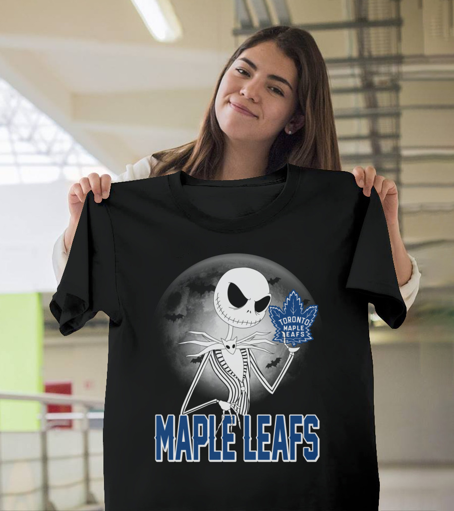 Toronto Maple Leafs Jack Skellington Halloween Moon T-Shirt