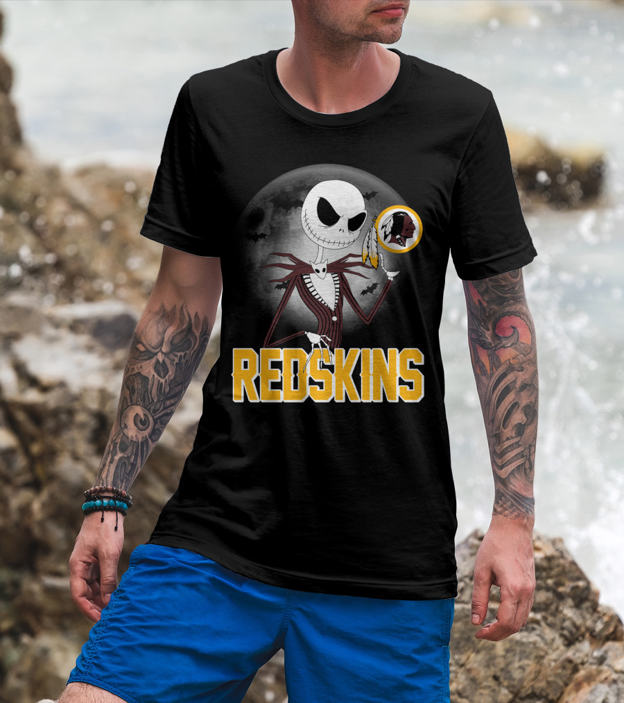 Jack Skellington Moon Redskins Logo Halloween T-Shirt