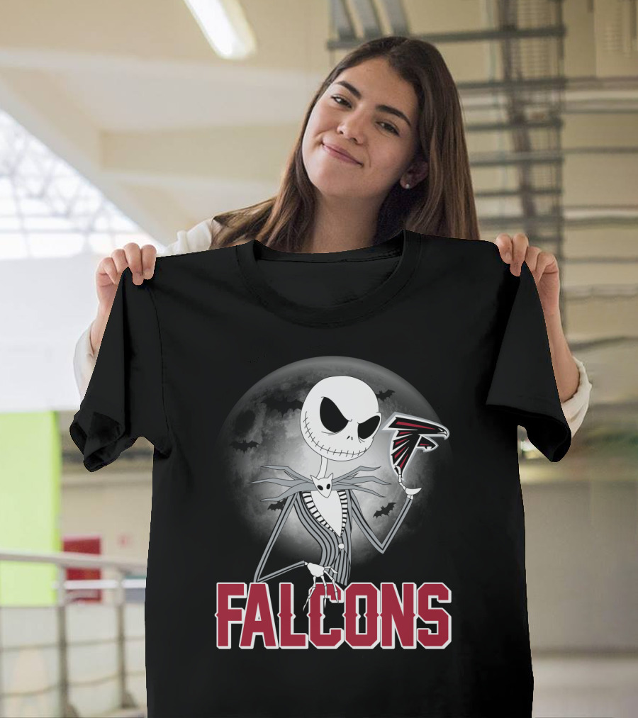 Jack Skellington Halloween Atlanta Falcons Moon T-Shirt