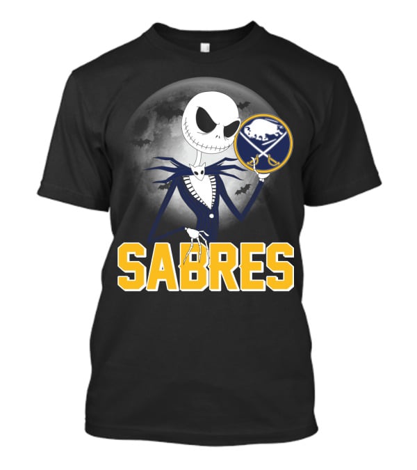 Sabres Jack Skellington Halloween Buffalo Moon Scene T-Shirt