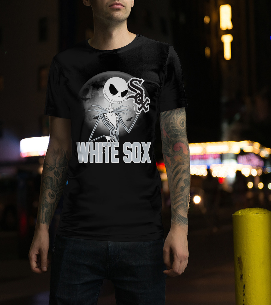 Jack Skellington Halloween Chicago White Sox Moon Bats T-Shirt