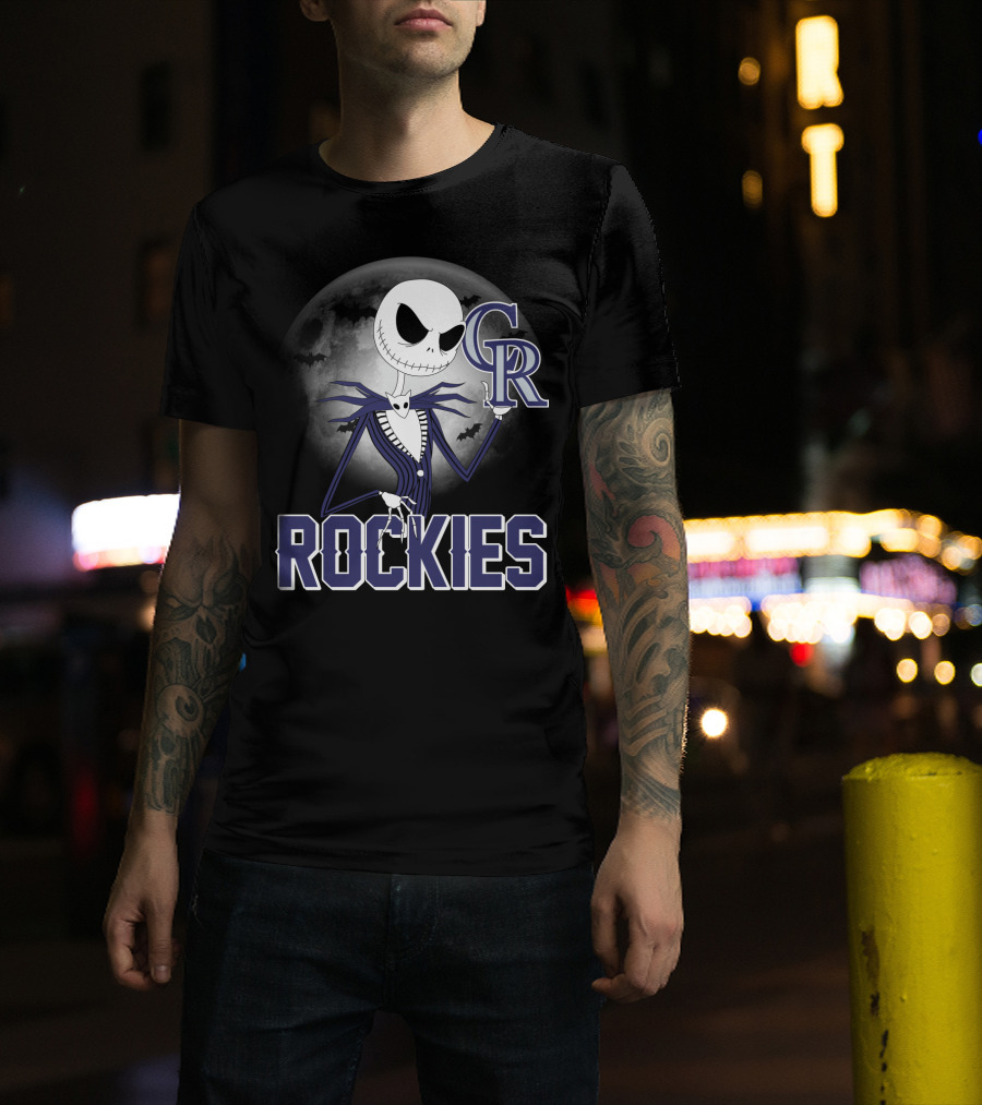 Jack Skellington Halloween Colorado Rockies Moon T-Shirt