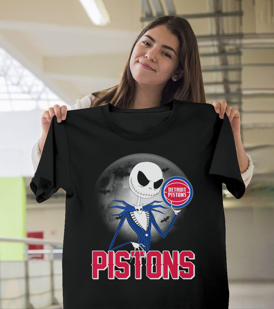 Jack Skellington Detroit Pistons Halloween Moon T-Shirt