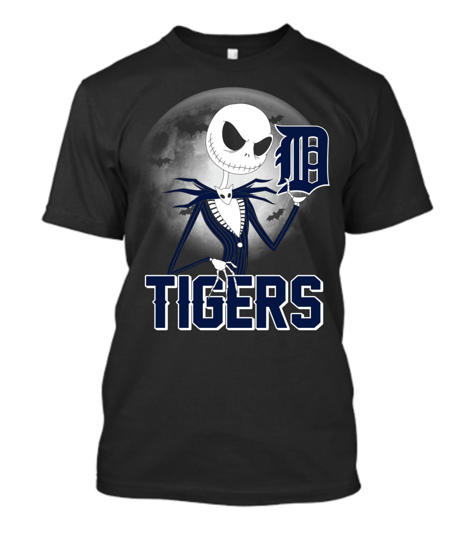 Jack Skellington Detroit Tigers Halloween Moon Scene T-Shirt