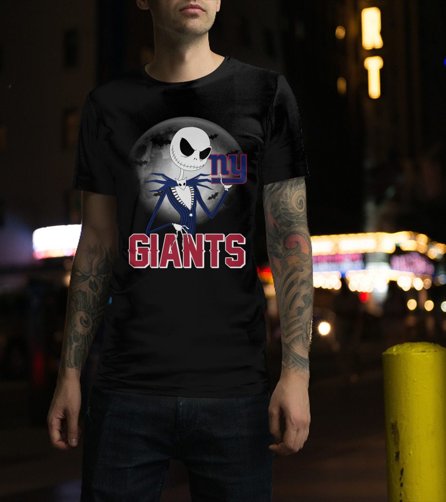 Jack Skellington New York Giants Halloween Moon T-Shirt