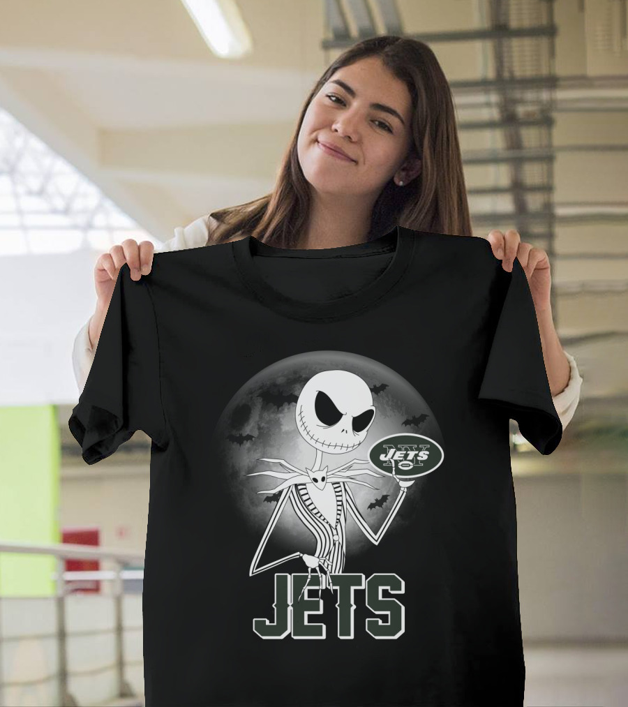 Jack Skellington Halloween New York Jets Moonlit T-Shirt