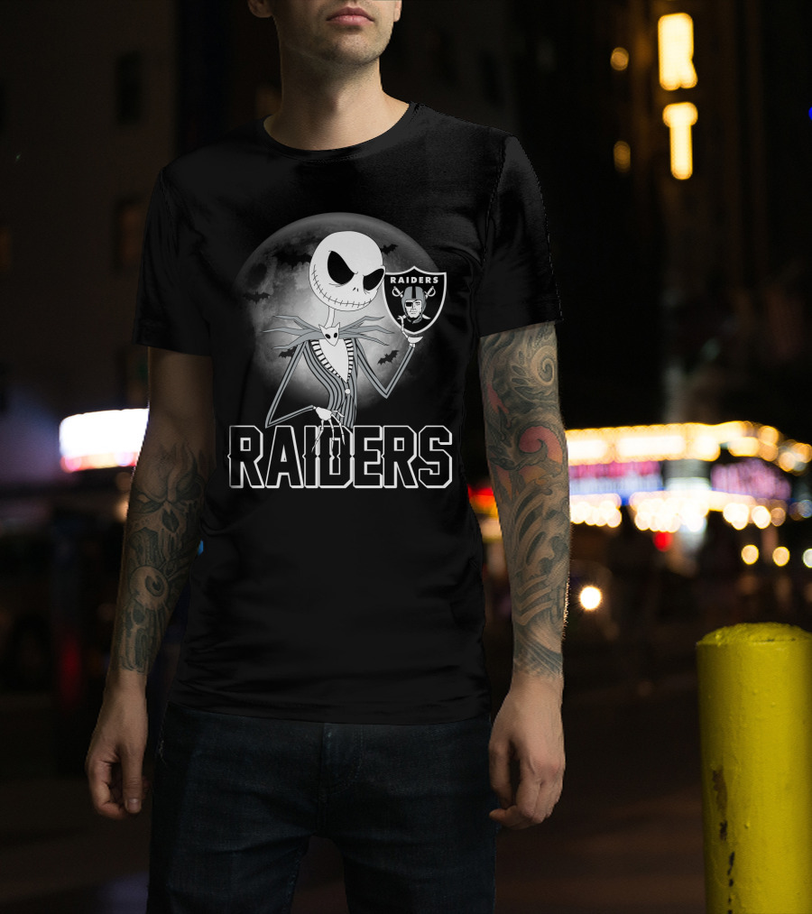 Jack Skellington Raiders Halloween Moon T-Shirt