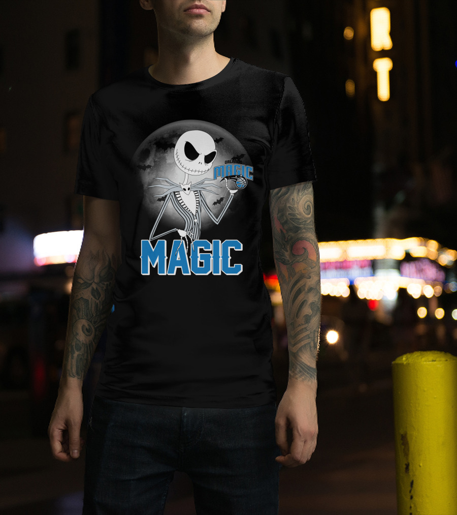 Jack Skellington Orlando Magic Halloween Moon Bats T-Shirt