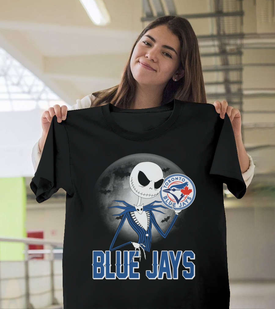 Jack Skellington Toronto Blue Jays Halloween Moon Bats T-Shirt