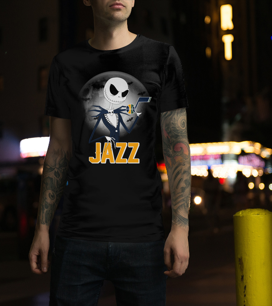 Jack Skellington Halloween Utah Jazz Moonlit Fans T-Shirt