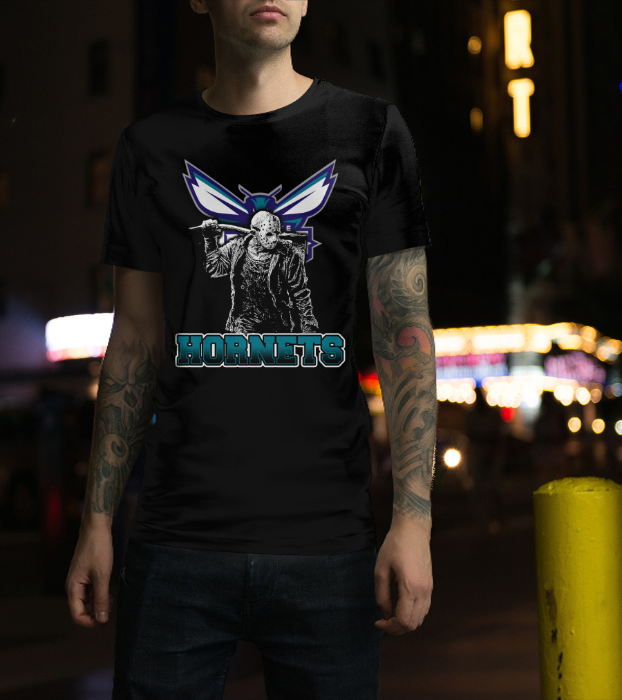 Charlotte Hornets Jason Voorhees Crossover Fan Mashup T-Shirt