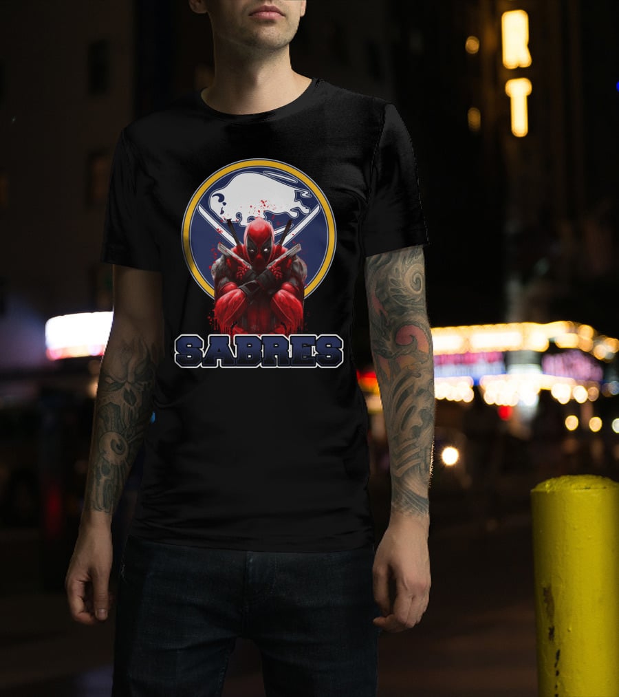 Buffalo Sabres Deadpool Crossed Katanas Fans T-Shirt