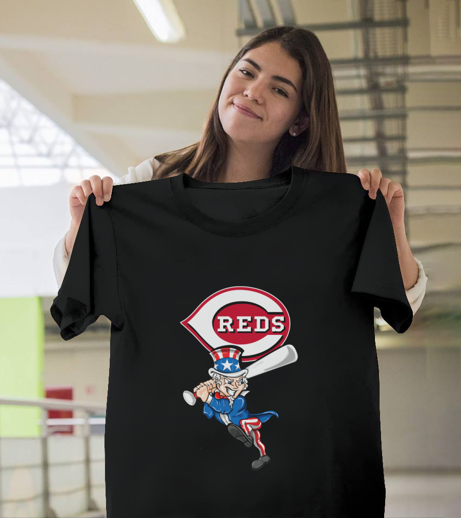 Cincinnati Reds Uncle Sam Baseball 4th of July T-Shirt