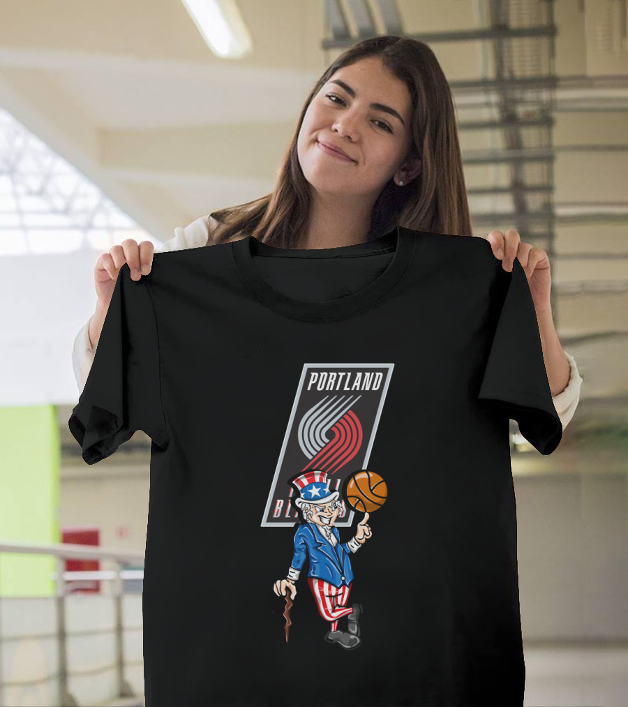 Portland Trail Blazers Uncle Sam 4th of July Basketball T-Shirt