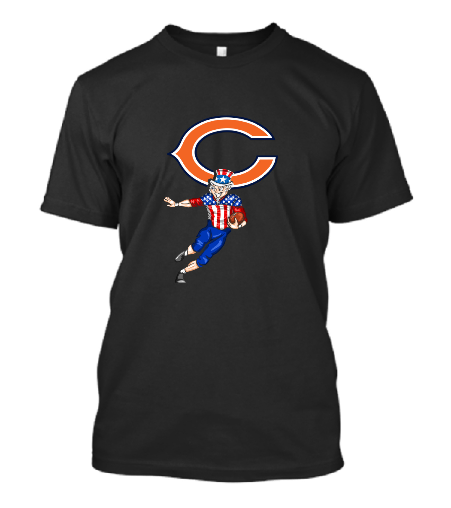 Chicago Bears 4Th July Uncle Sam Football Player With Orange C T-Shirt