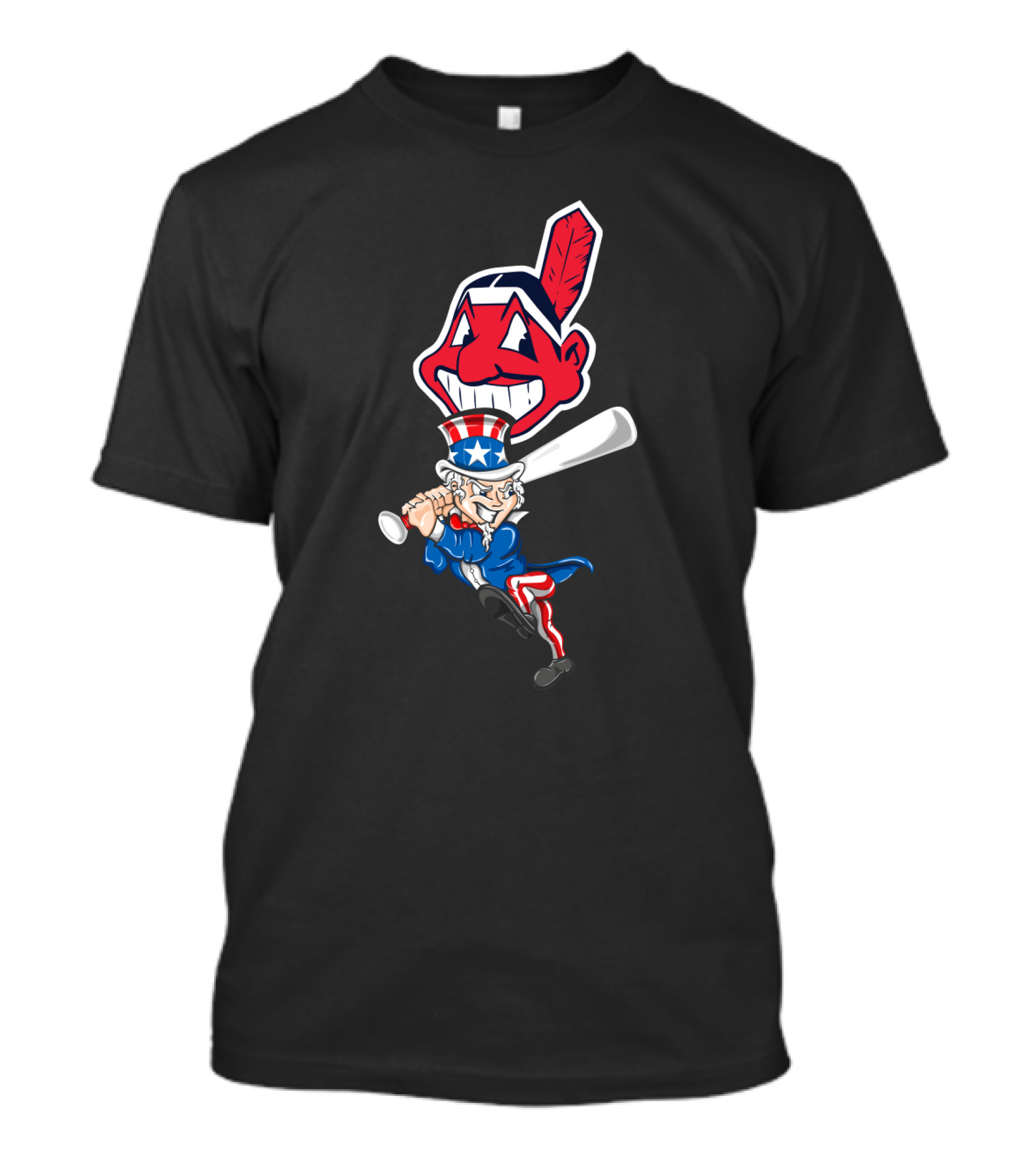 Cleveland Indians 4Th Of July Uncle Sam Baseball Chief Wahoo Logo Patriotic Celebration T-Shirt