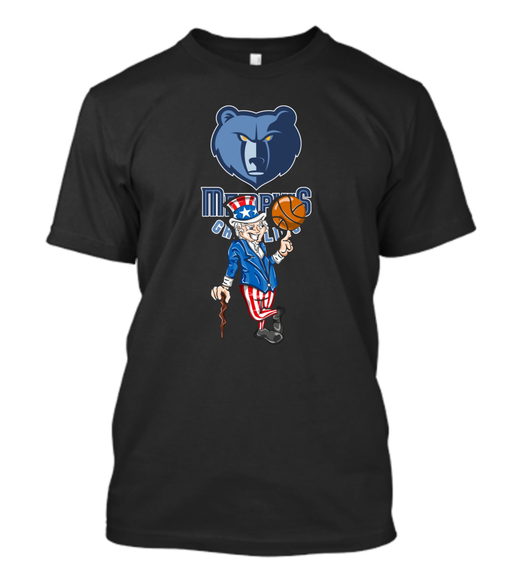 Memphis Grizzlies Uncle Sam 4Th July Bear Basketball Celebration T-Shirt