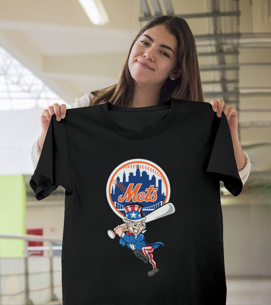 4th July New York Mets Uncle Sam Patriotic Baseball Swing T-Shirt