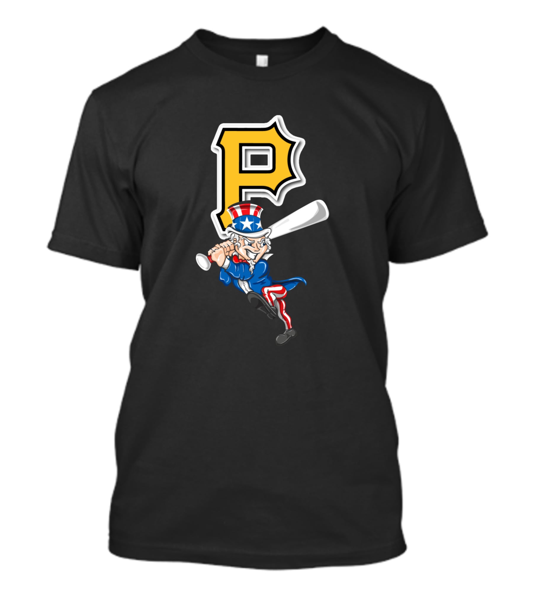 Pittsburgh Pirates Logo Uncle Sam Swinging Bat 4Th Of July Theme T-Shirt