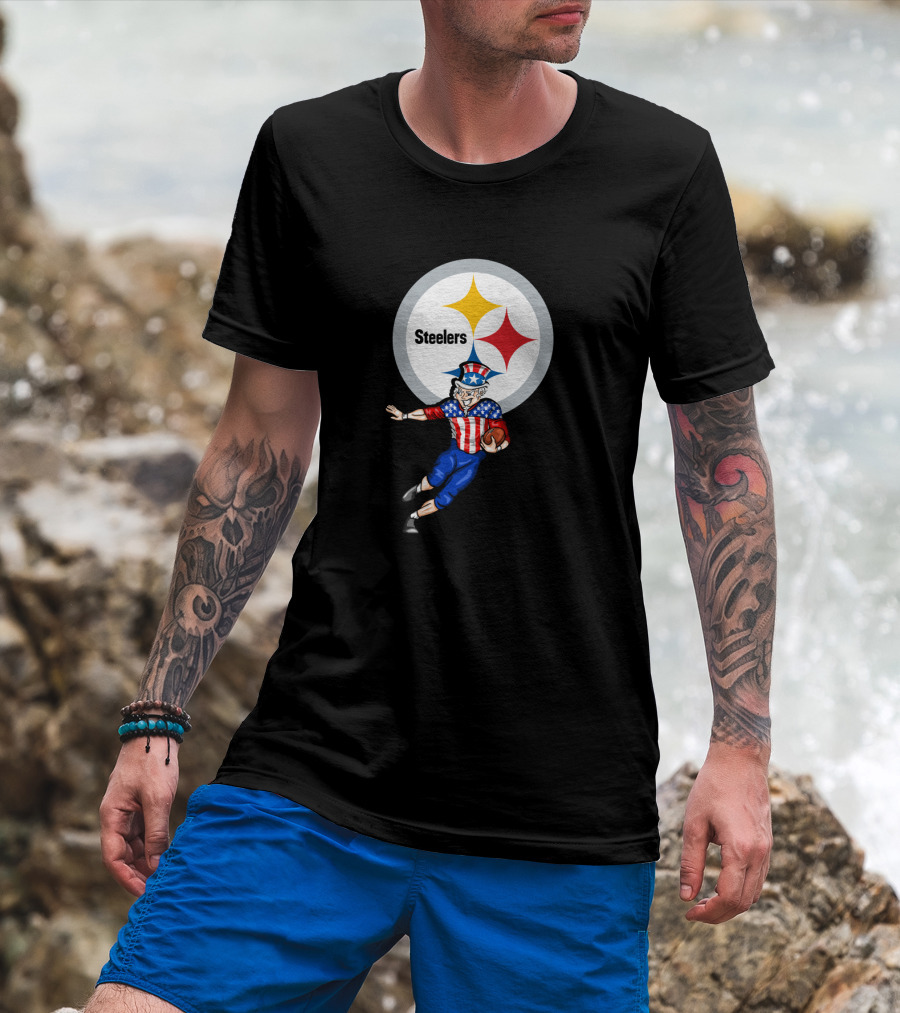 Pittsburgh Steelers Uncle Sam 4Th July Football Stars And Stripes T-Shirt