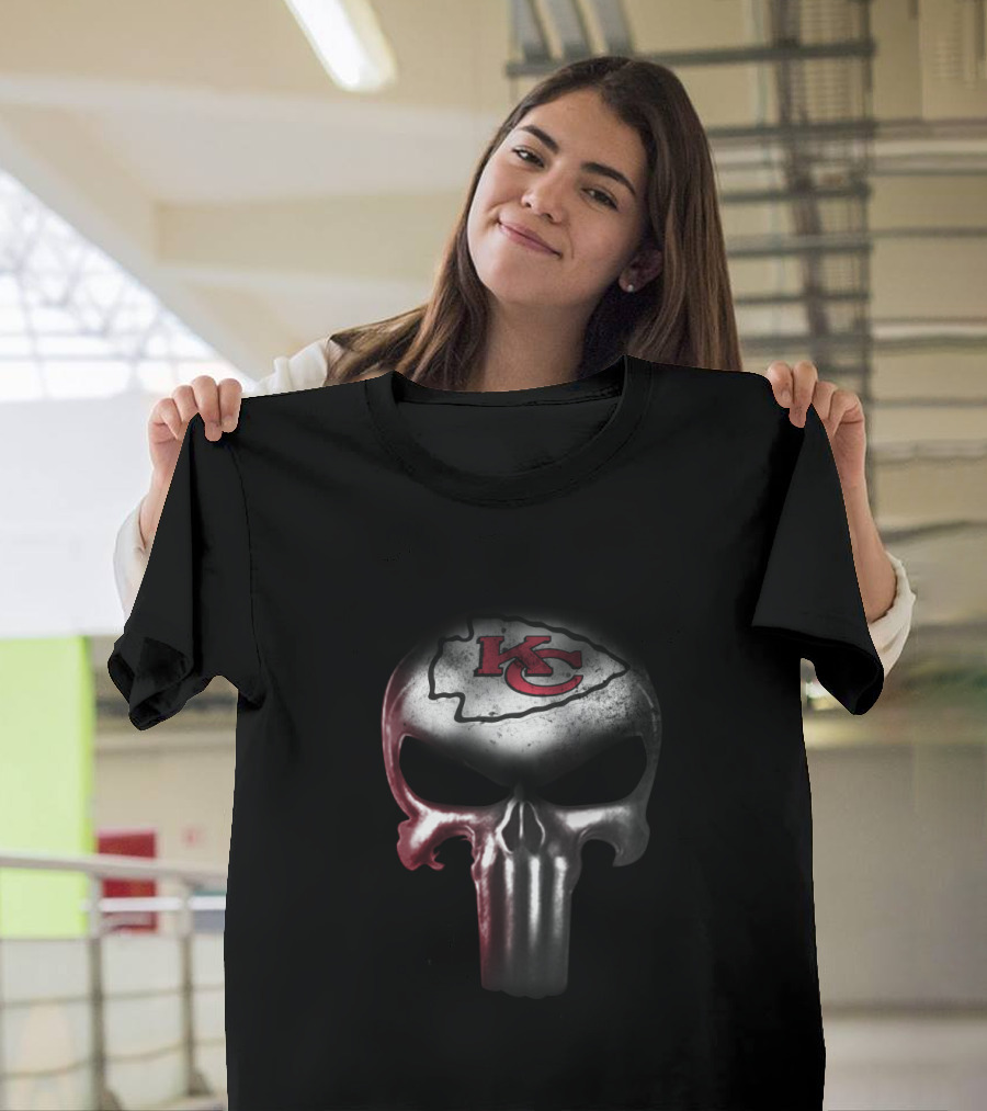 Kansas City Chiefs Fans Punisher Skull T-Shirt