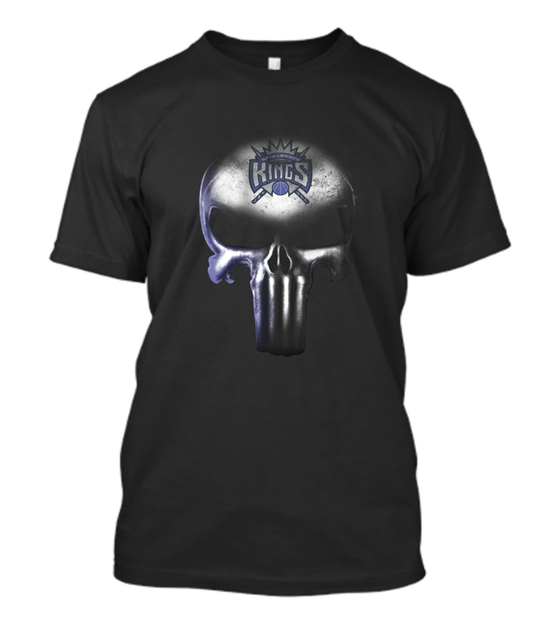 Sacramento Kings Punisher Skull Emblem For Basketball Fans T-Shirt