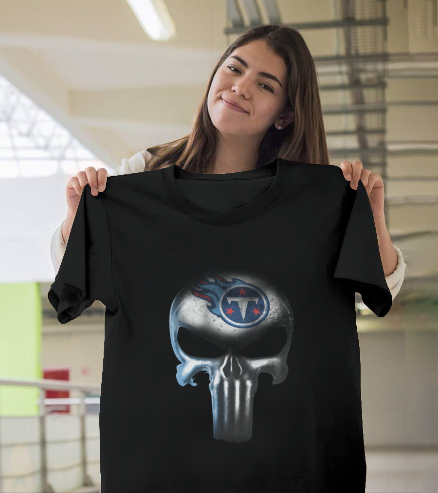 Tennessee Titans Fans Punisher Skull T-Shirt