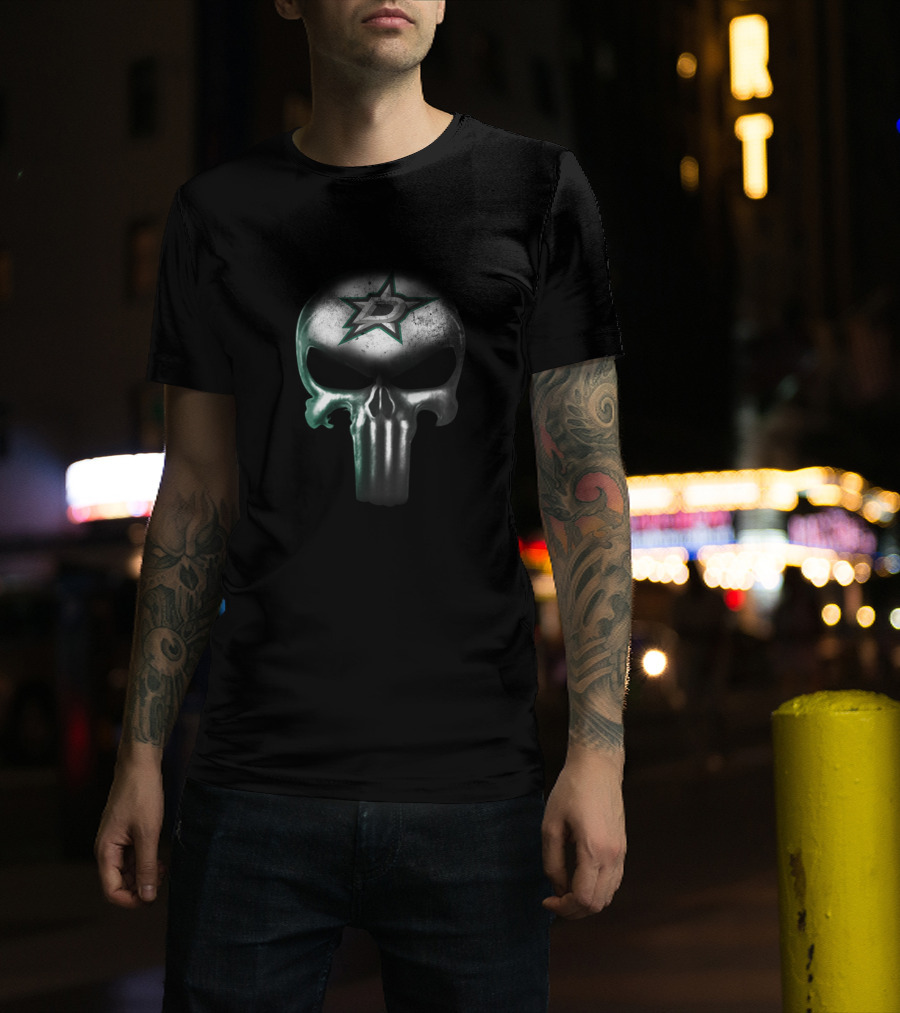 Dallas Stars Punisher Skull Graphic For Fans T-Shirt