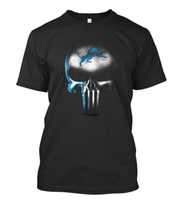 Detroit Lions Fans Punisher Skull T-Shirt