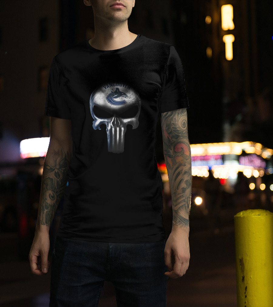 Vancouver Canucks Fans Punisher Skull T-Shirt