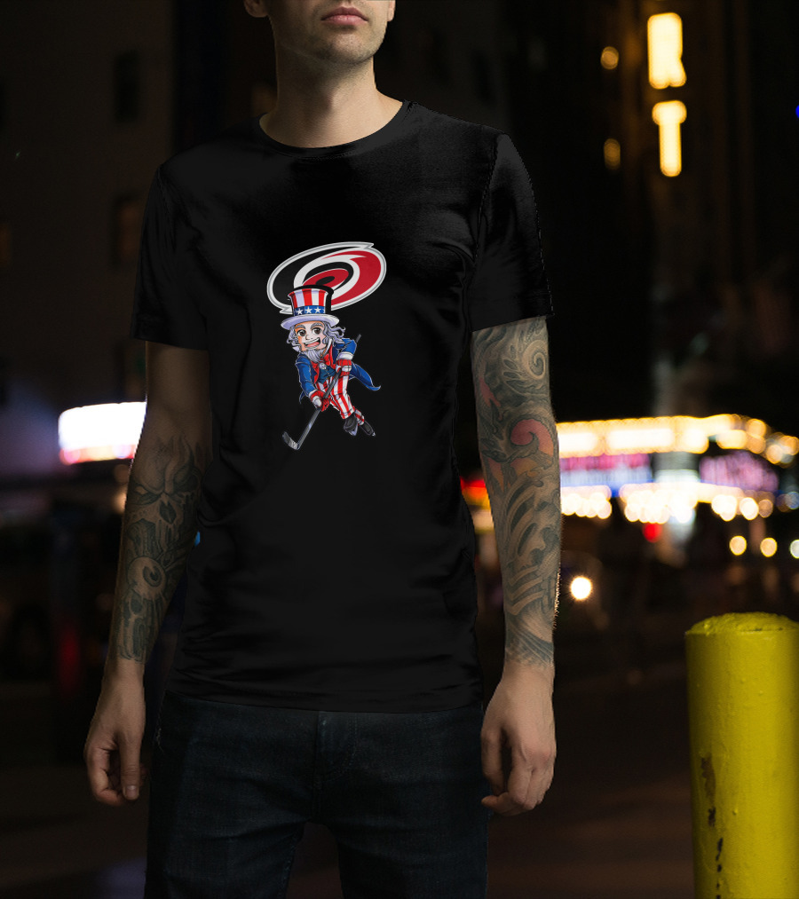 Carolina Hurricanes Uncle Sam Hockey July 4Th Fan Skate America T-Shirt